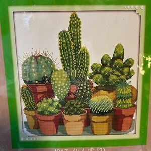 Joy Sunday Cross Stitch Kit 7177 Cactuses 43x45cm Preprinted Fabric